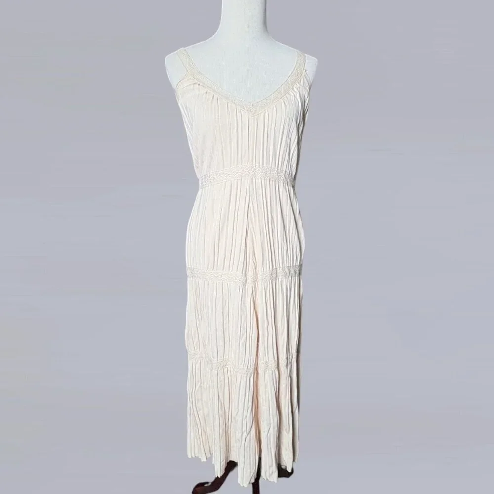 Zara Sleeveless Knit V-Neck Dress Off White Size Small - Picture 2 of 10
